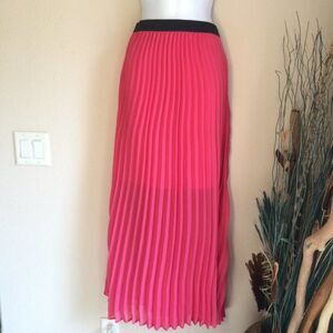 Love By Design Pink Chiffon Pleated Skirt Midi Maxi Elastic Waist Medium